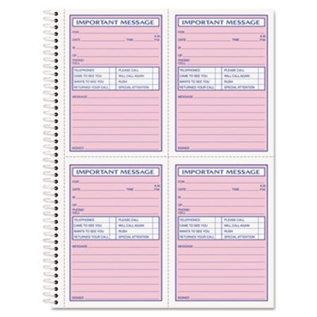 TOPS™ Telephone Message Book, Fax/Mobile Section, 5 1/2 x 3 3/16, Two-Part, 200/Book