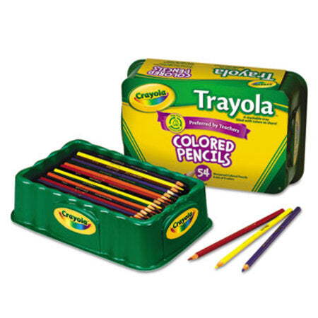 Crayola® Trayola Nine-Color Pencil Set, 3.3 mm, 2B (#1), Assorted Lead/Barrel Colors, 54/Pack