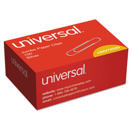 Universal® Paper Clips, Jumbo, Silver, 100/Box