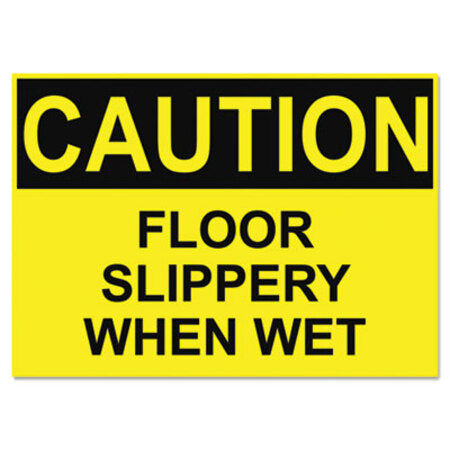 Headline® Sign OSHA Safety Signs, CAUTION SLIPPERY WHEN WET, Yellow/Black, 10 x 14