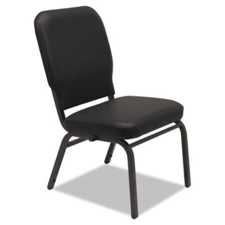 Alera® Oversize Stack Chair without Arms, Vinyl Upholstery, Black Seat/Black Back, Black Base, 2/Carton