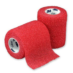 3M Cohesive Bandage 3M™ Coban™ 3 Inch X 5 Yard Standard Compression Self-adherent Closure Red NonSterile