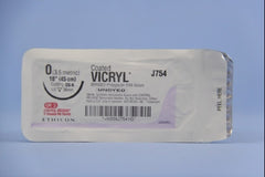 Suture with Needle Coated Vicryl Absorbable Coated Undyed Suture Braided Polyglactin 910 Size 0 18 Inch Suture 1-Needle 36.4 mm Length 1/2 Circle Reverse Cutting Needle