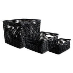 Advantus Weave Bins, 13.63 x 10.75 x 9, Black, 3/Pack