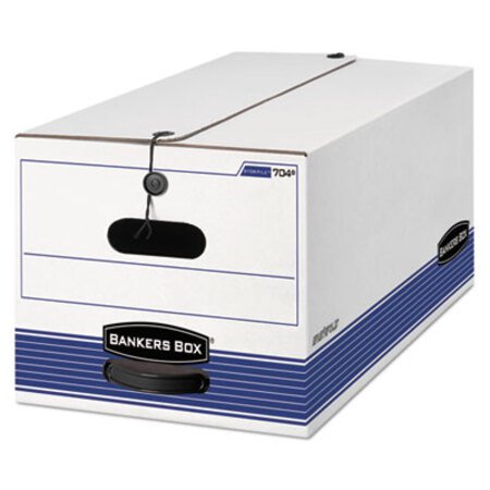 Bankers Box® STOR/FILE Medium-Duty Strength Storage Boxes, Letter Files, 12.25" x 24.13" x 10.75", White/Blue, 4/Carton