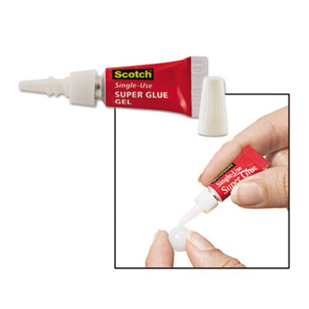 Scotch® Single Use Super Glue No-Run Gel, 0.02 oz, Dries Clear, 4/Pack