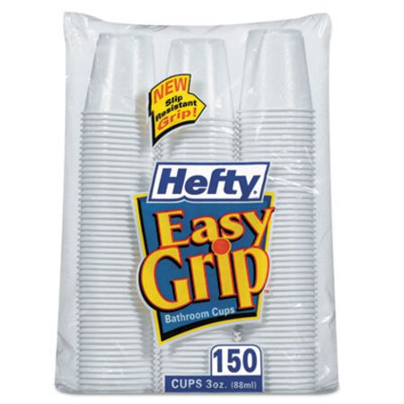 Hefty® Easy Grip Disposable Plastic Bathroom Cups, 3oz, White, 150/Pack