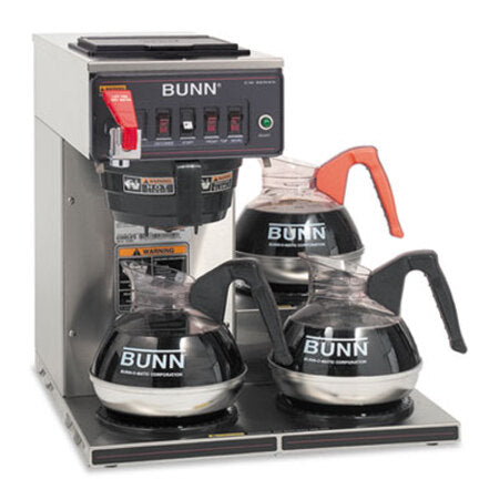 BUNN® CWTF-3 Three Burner Automatic Coffee Brewer, Stainless Steel, Black