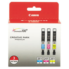 Canon® 6449B009 (CLI-251XL) ChromaLife100+ High-Yield Ink, 695 Page-Yield, Cyan/Magenta/Yellow