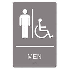 Headline® Sign ADA Sign, Men Restroom Wheelchair Accessible Symbol, Molded Plastic, 6 x 9, Gray