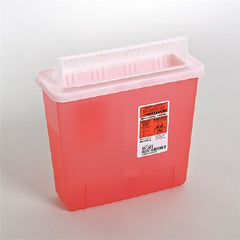 Cardinal Sharps Container In-Room™ 11 H X 10-3/4 W X 4-3/4 D Inch 1.25 Gallon Translucent Red Base / Translucent Lid Horizontal Entry Flap Lid - M-178743-4578 - Case of 20