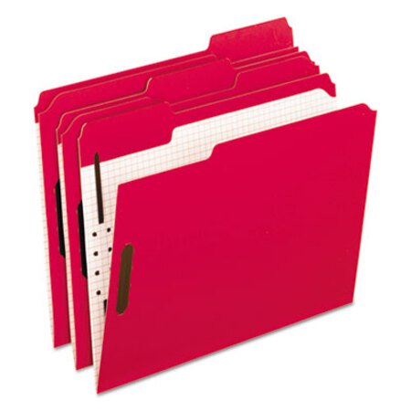 Pendaflex® Colored Folders with Two Embossed Fasteners, 1/3-Cut Tabs, Letter Size, Red, 50/Box
