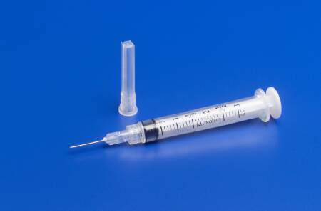 Cardinal Syringe with Hypodermic Needle Monoject™ 3 mL 20 Gauge 1-1/2 Inch Detachable Needle Without Safety