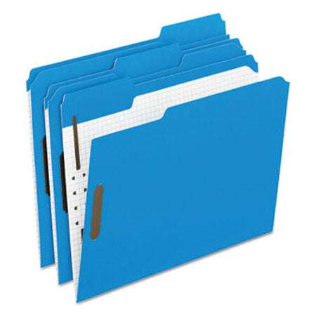 Pendaflex® Colored Folders with Two Embossed Fasteners, 1/3-Cut Tabs, Letter Size, Blue, 50/Box