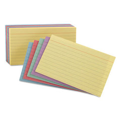 Oxford™ Ruled Index Cards, 4 x 6, Blue/Violet/Canary/Green/Cherry, 100/Pack