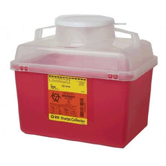 Becton Dickinson Sharps Container BD™ 11-1/2 H X 12-4/5 W X 8-4/5 D Inch 14 Quart Red Base / Clear Lid Vertical Entry Hinged Snap On Lid - M-179631-4388 - Each