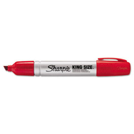 Sharpie® King Size Permanent Marker, Broad Chisel Tip, Red, Dozen