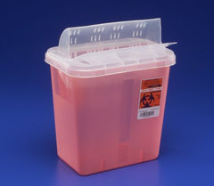 Cardinal Sharps Container SharpSafety™ 12-3/4 H X 7-1/4 D X 10-1/2 W Inch 2 Gallon Translucent Red Base/ Translucent Lid Horizontal Entry Flap Lid - M-179685-4185 - Each