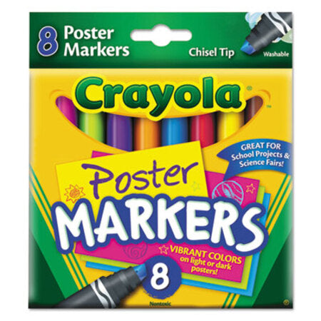 Crayola® Washable Poster Markers, Broad Chisel Tip, Assorted Colors,