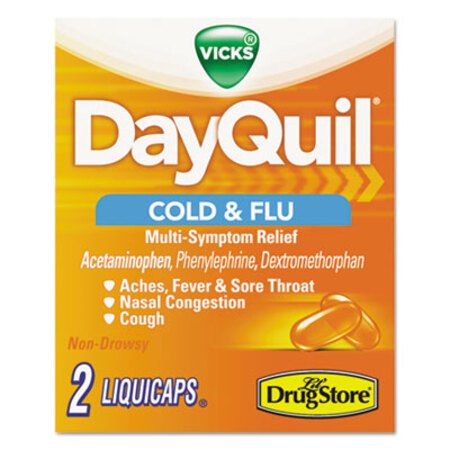 DayQuil® Severe Cold and Flu Caplets, Daytime, Refill Pack, 2 Caplets/Packet, 20 Packs/Box