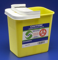 Cardinal Chemotherapy Waste Container SharpSafety™ 10 H X 10-1/2 W X 7-1/4 D Inch 2 Gallon Yellow Base / White Lid Horizontal / Vertical Entry Gasketed Hinged Lid - M-181074-1479 - Case of 20