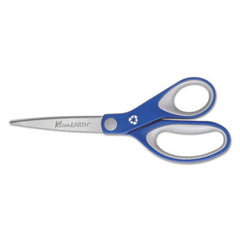 Westcott® KleenEarth Soft Handle Scissors, 8" Long, 3.25" Cut Length, Blue/Gray Straight Handle