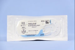 Suture with Needle Prolene Nonabsorbable Uncoated Blue Suture Monofilament Polypropylene Suture Size 5 - 0 24 Inch Suture Double-Armed 13 mm Length 1/2 Circle Taper Point Needle