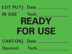 Precision Dynamics Pre-Printed Label Timemed Communication Fill In Green Ready For Use, Lot Put In Use - Date, Tech, Carton Opened -Date, Tech Black Quality Control Label 1-1/2 X 2 Inch - M-181597-3212 - Roll of 1