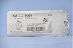 Suture with Needle PDS II Absorbable Uncoated Violet Suture Monofilament Polydioxanone Size 5 - 0 30 Inch Suture Double-Armed 17 mm Length 1/2 Circle Taper Point Needle