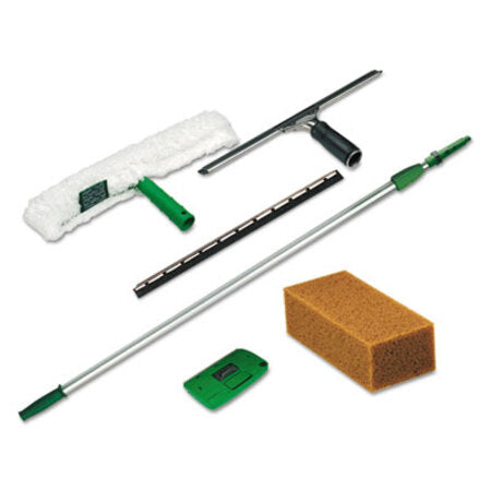 Unger® Pro Window Cleaning Kit w/8ft Pole, Scrubber, Squeegee, Scraper, Sponge