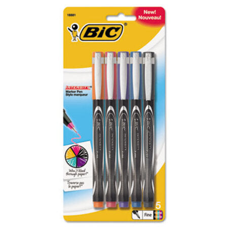 Bic® Intensity Stick Marker Pen, 0.5mm, Assorted Fashion Color Ink/Barrel, 5/Pack