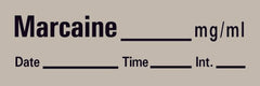 Precision Dynamics Drug Label Timemed Anesthesia Label Tape Marcaine_mg/mL Date_Time_Int Gray 1/2 X 1-1/2 Inch - M-184627-1547 - Roll of 1