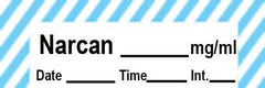 Precision Dynamics Drug Label Timemed Anesthesia Label Tape Narcan_mg/mL Date_Time_Int Blue / White 1/2 X 1-1/2 Inch - M-184632-4466 - Roll of 1