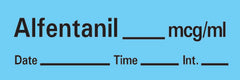 Precision Dynamics Drug Label Timemed Anesthesia Label Altentanil_mcg/mL date_time_int_ Blue 1/2 X 1-1/2 Inch - M-184634-3511 - Roll of 1