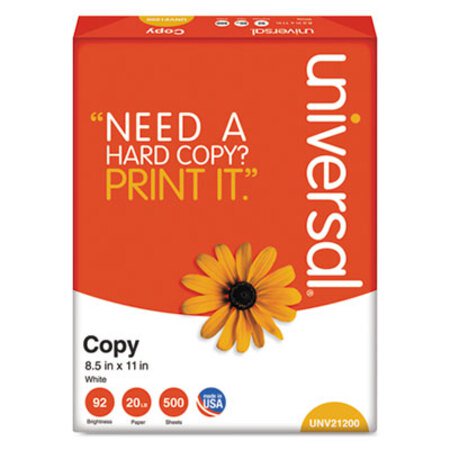 Universal® Copy Paper, 92 Bright, 20 lb, 8.5 x 11, White, 500 Sheets/Ream, 10 Reams/Carton