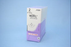 Suture with Needle Coated Vicryl Absorbable Coated Undyed Suture Braided Polyglactin 910 Size 2 27 Inch Suture 1-Needle 40 mm Length 1/2 Circle Reverse Cutting Needle