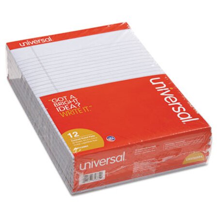 Universal® Colored Perforated Writing Pads, Wide/Legal Rule, 8.5 x 11, Orchid, 50 Sheets, Dozen