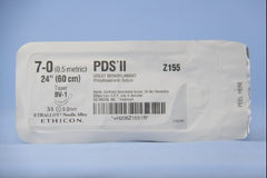 Suture with Needle PDS II Absorbable Uncoated Violet Suture Monofilament Polydioxanone Size 7 - 0 24 Inch Suture Double-Armed 9.3 mm Length 3/8 Circle Taper Point Needle