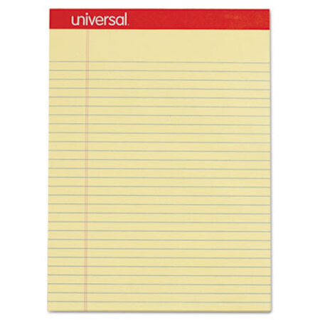 Universal® Perforated Writing Pads, Wide/Legal Rule, 8.5 x 11.75, Canary, 50 Sheets, Dozen