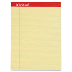 Universal® Perforated Writing Pads, Wide/Legal Rule, 8.5 x 11.75, Canary, 50 Sheets, Dozen