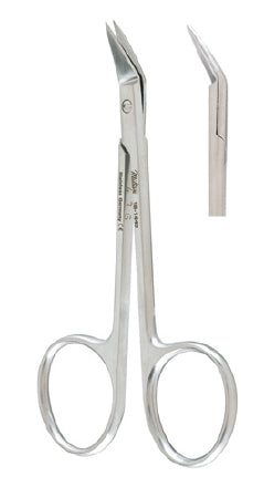 Miltex Conjunctival Scissors Miltex® Wilmer-Converse 4 Inch Length OR Grade German Stainless Steel NonSterile Finger Ring Handle Angled Blade Sharp Tip / Sharp Tip - M-186205-2384 - Each