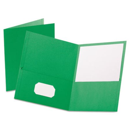 Oxford™ Twin-Pocket Folder, Embossed Leather Grain Paper, Light Green, 25/Box