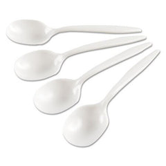 GEN Medium-Weight Cutlery, 6.25" Soup Spoon, White, Plastic, Wrapped, 1,000/Carton