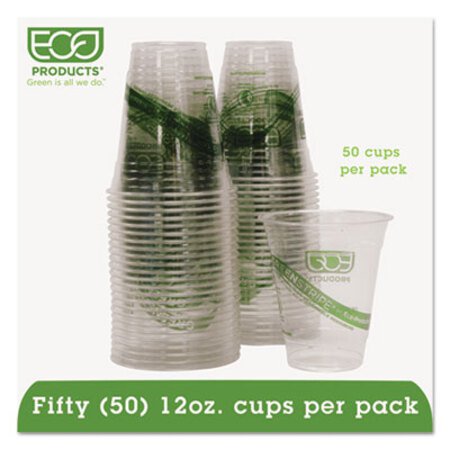 Eco-Products® GreenStripe Renewable and Compostable Cold Cups Convenience Pack- 12 oz, 50/Pack