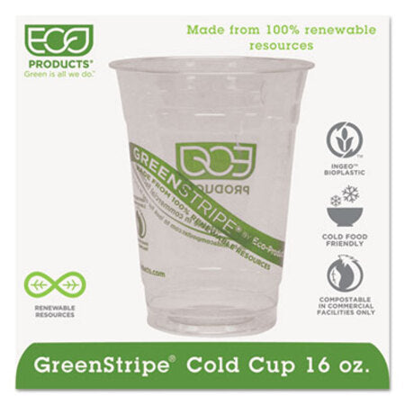 Eco-Products® GreenStripe Renewable and Compostable Cold Cups - 16 oz, 50/Pack, 20 Packs/Carton