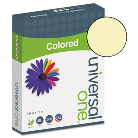 Universal® Deluxe Colored Paper, 20lb, 8.5 x 11, Canary, 500/Ream