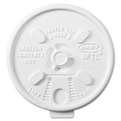 Dart® Lift n' Lock Plastic Hot Cup Lids, 6-10oz Cups, White, 1000/Carton