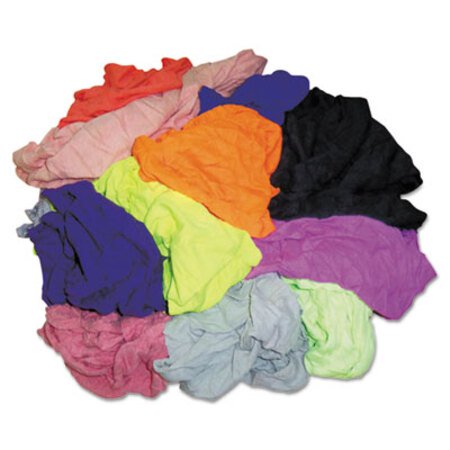 Hospeco® New Colored Knit Polo T-Shirt Rags, Assorted Colors, 10 Pounds/Bag