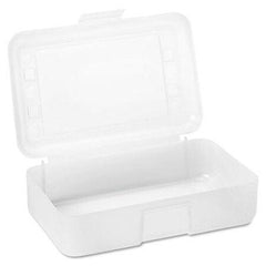 Advantus Gem Polypropylene Pencil Box with Lid, Clear, 8 1/2 x 5 1/4 x 2 1/2