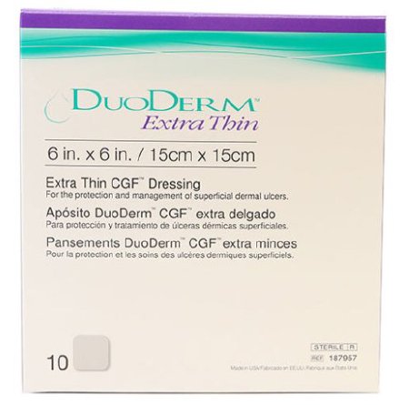 Convatec Hydrocolloid Dressing DuoDERM® Extra Thin 6 X 6 Inch Square Sterile